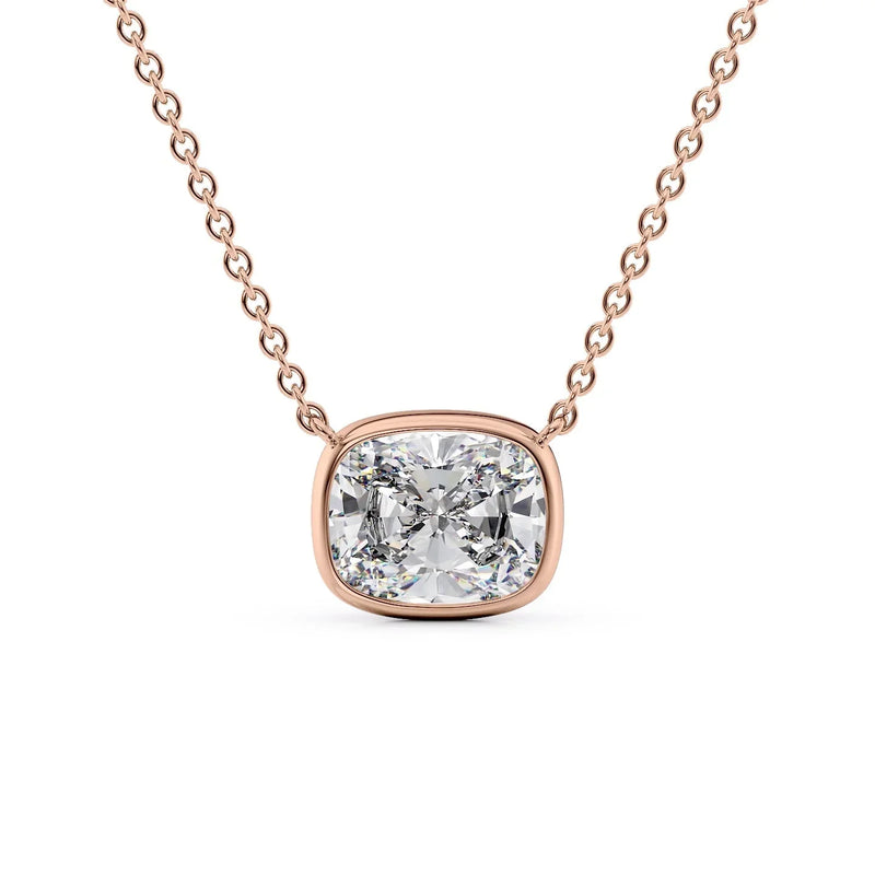 Elongated Cushion Diamond Bezel Necklace
