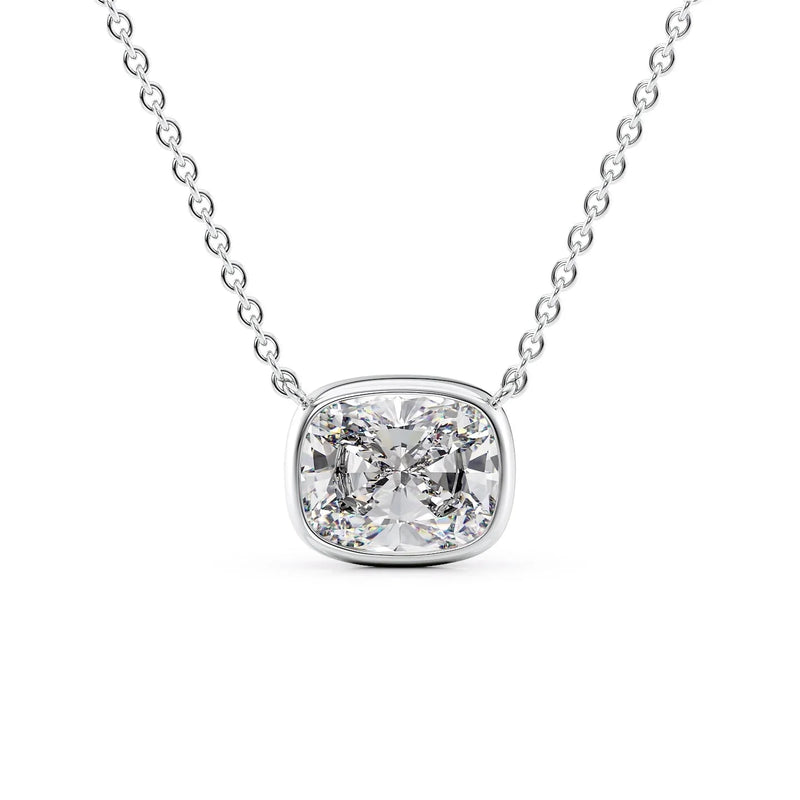 Elongated Cushion Diamond Bezel Necklace