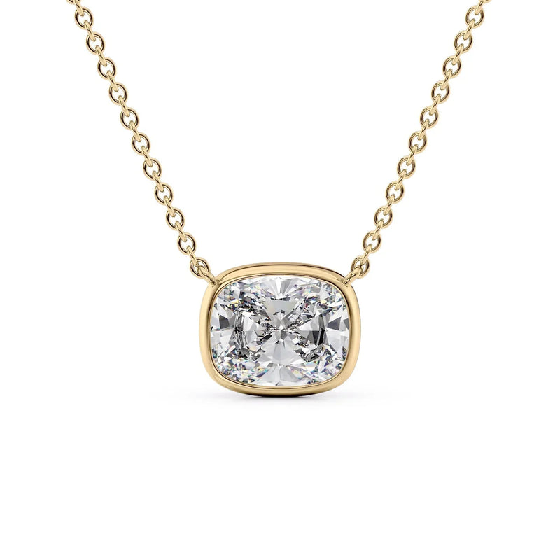 Elongated Cushion Diamond Bezel Necklace
