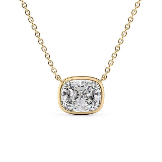 Elongated Cushion Diamond Bezel Necklace