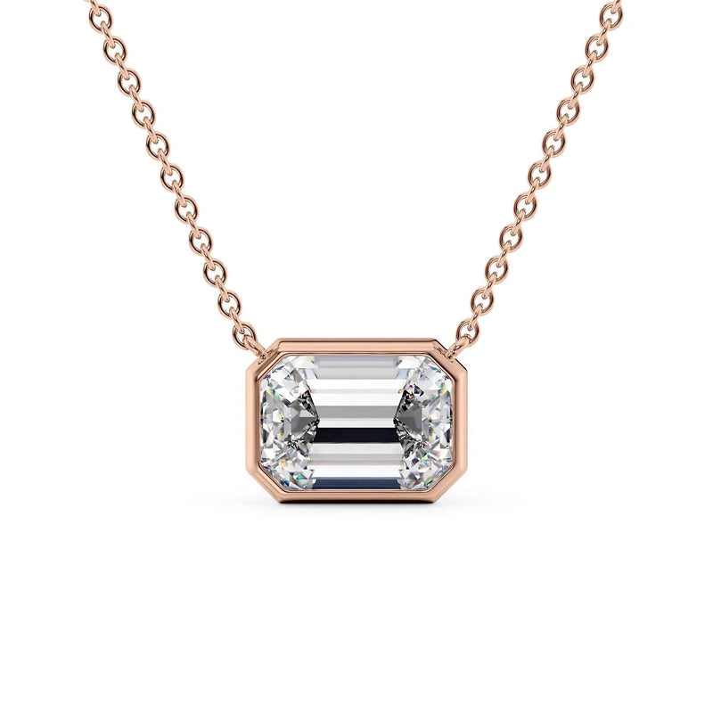 Emerald Diamond Bezel Necklace