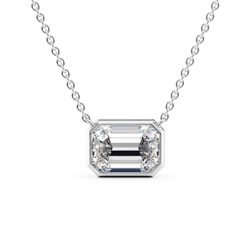 Emerald Diamond Bezel Necklace
