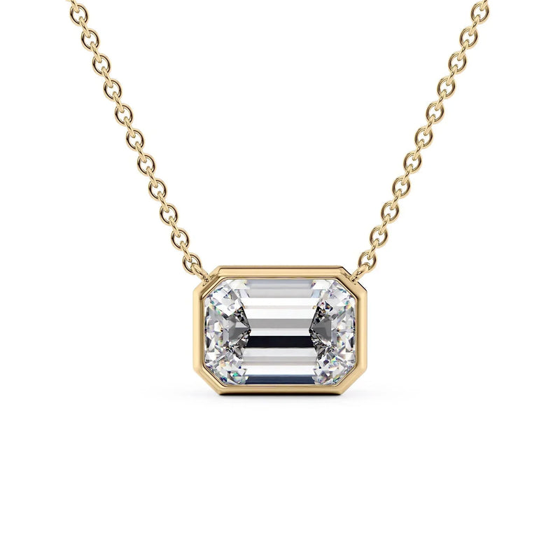 Emerald Diamond Bezel Necklace