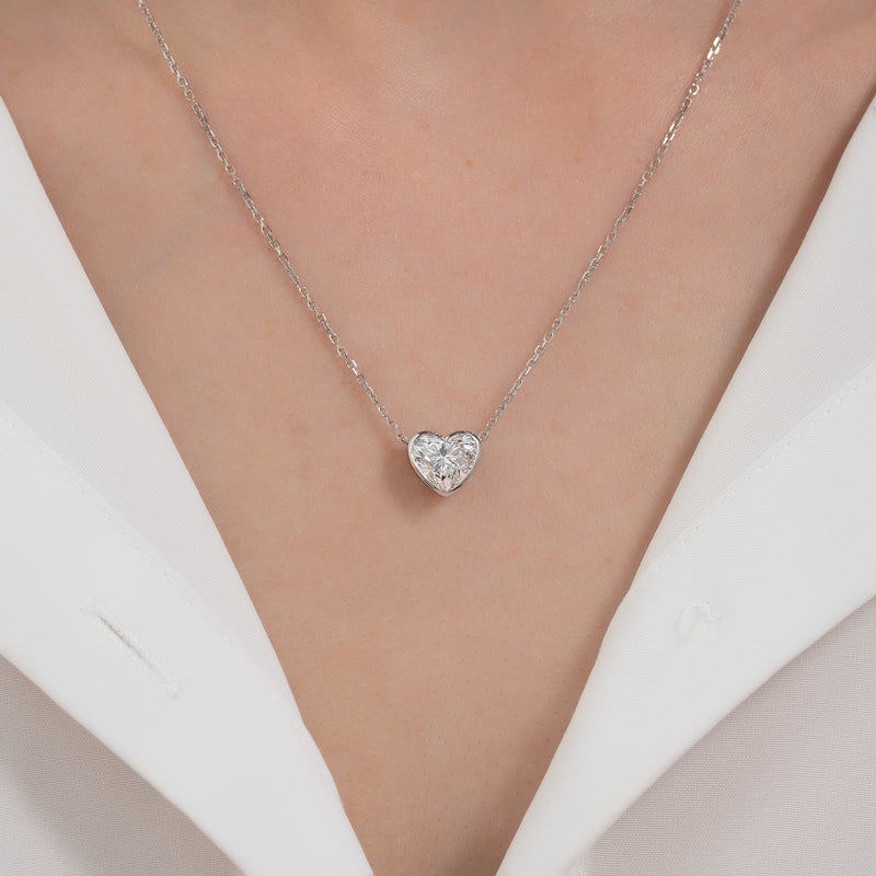 Heart Diamond Bezel Necklace