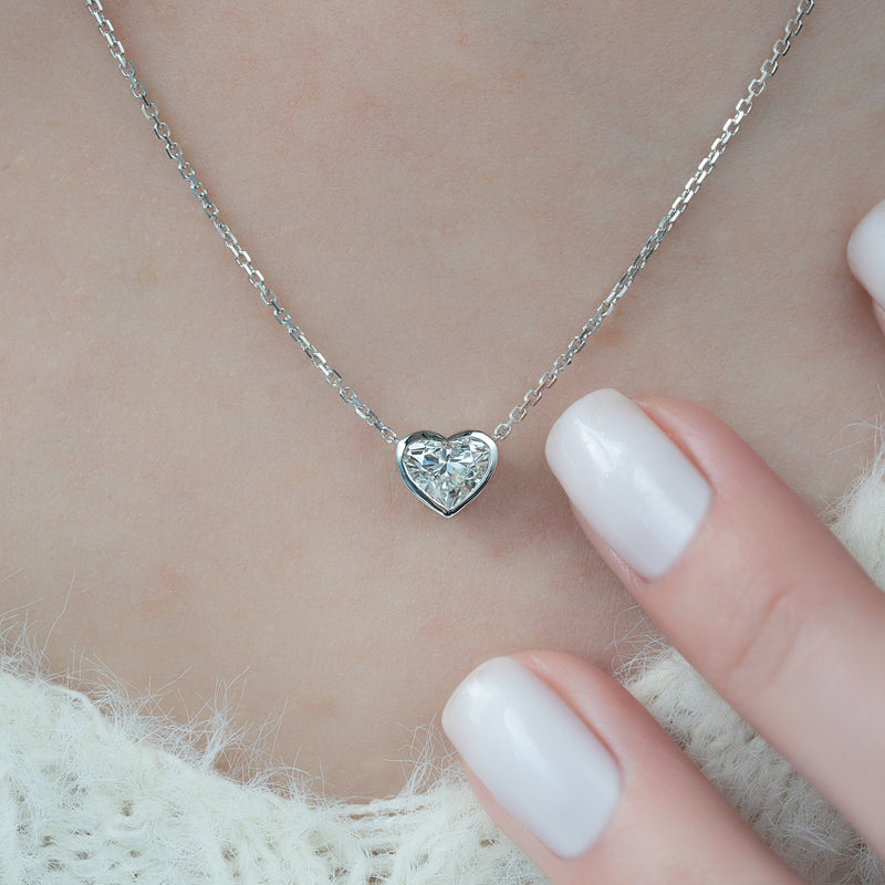 Heart Diamond Bezel Necklace