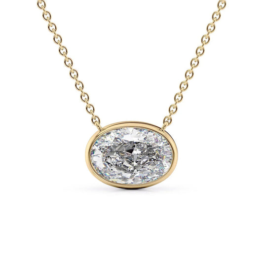 Oval Diamond Bezel Necklace
