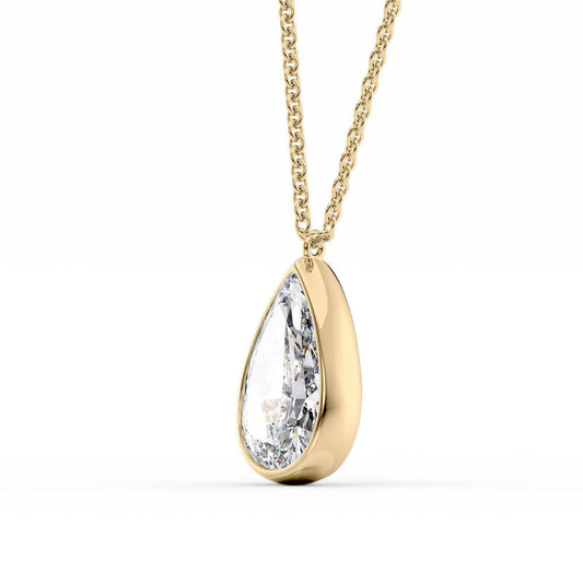 Pear Diamond Bezel Necklace