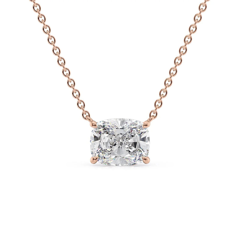 Elongated Cushion Diamond Solitaire Necklace