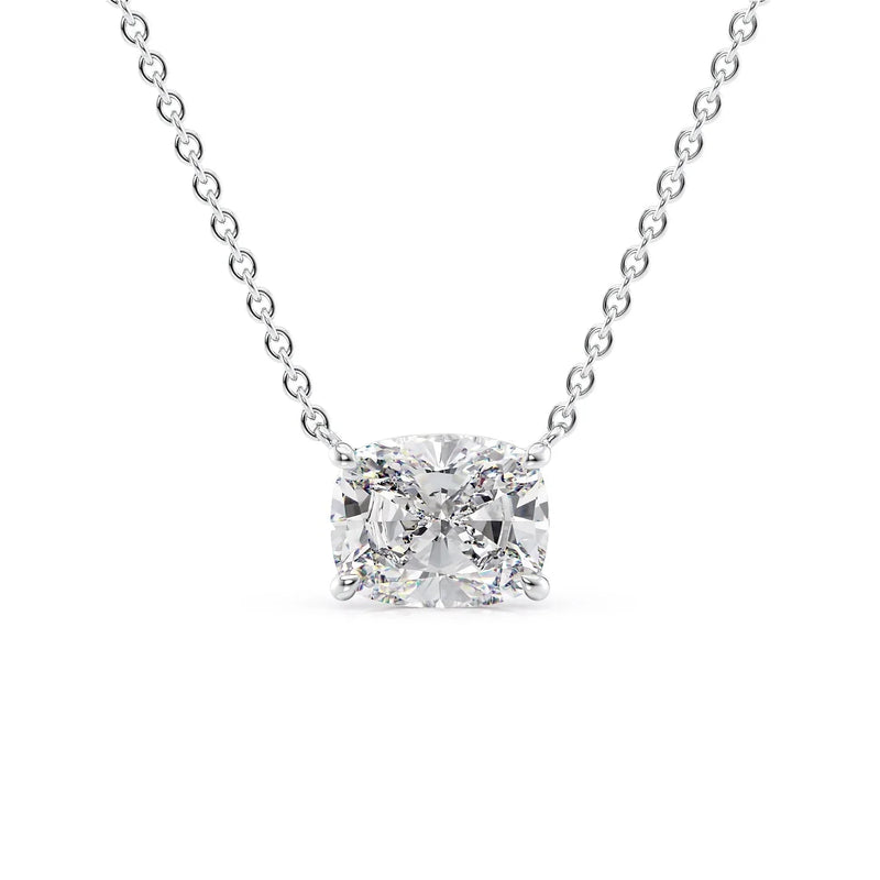 Elongated Cushion Diamond Solitaire Necklace