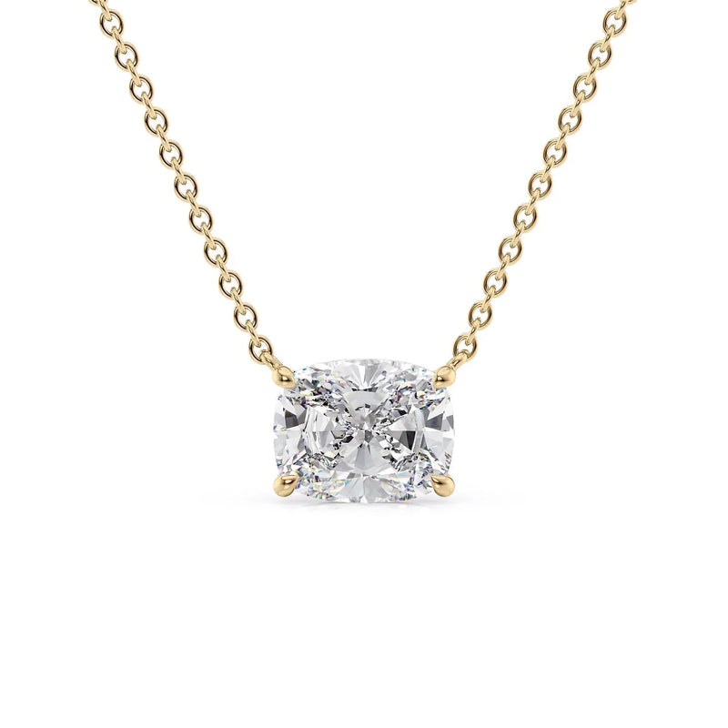 Elongated Cushion Diamond Solitaire Necklace