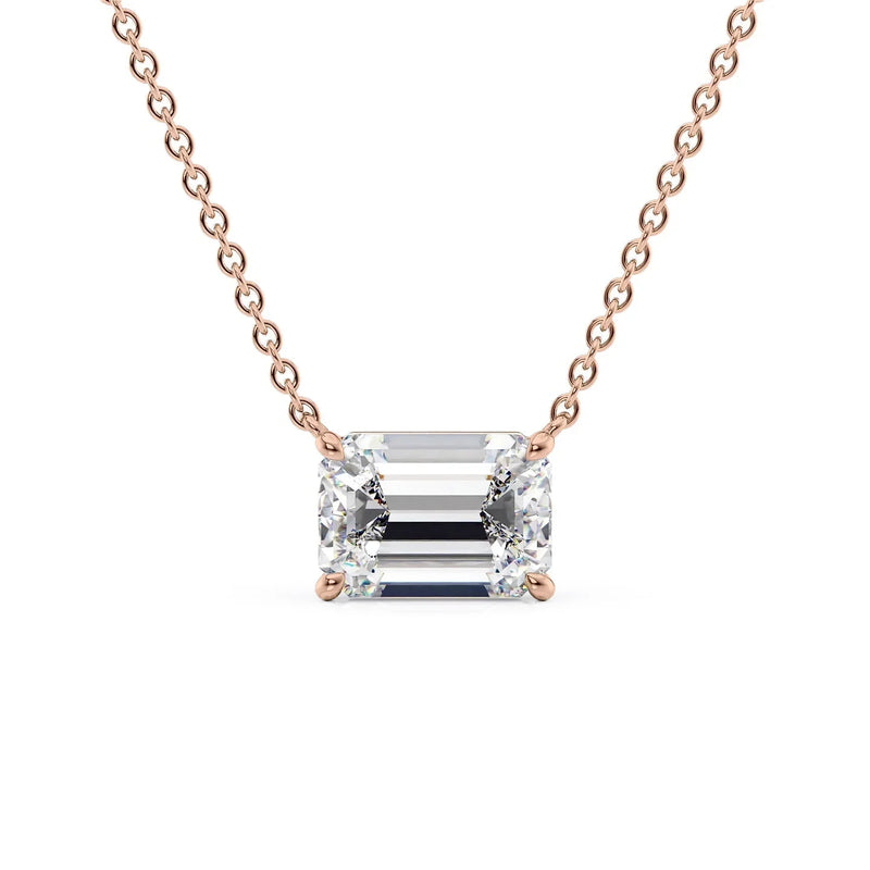 Emerald Diamond Solitaire Necklace