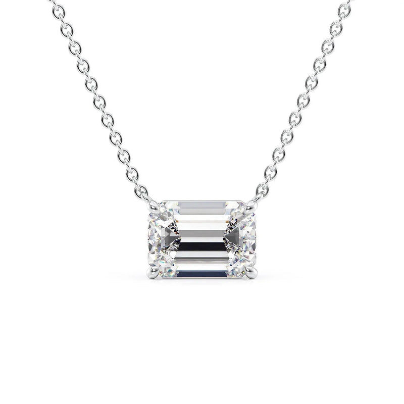 Emerald Diamond Solitaire Necklace