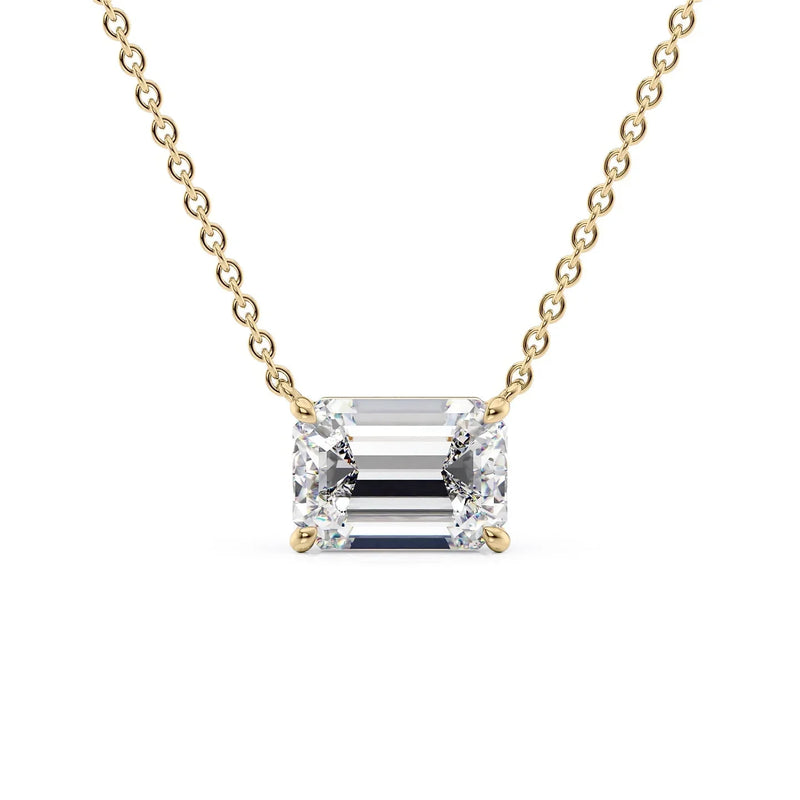 Emerald Diamond Solitaire Necklace