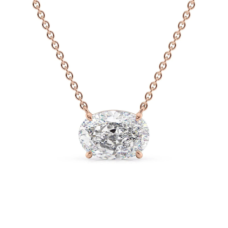Oval Diamond Solitaire Necklace