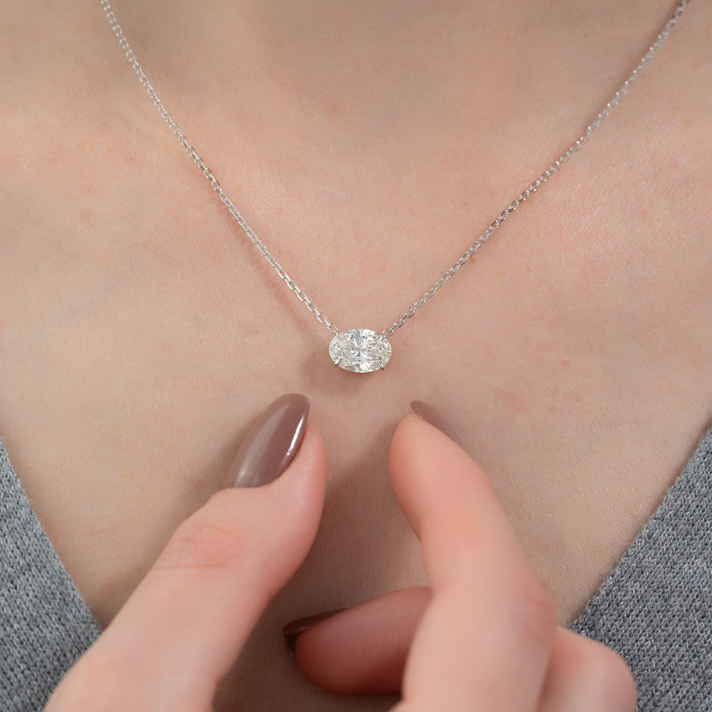 Oval Diamond Solitaire Necklace