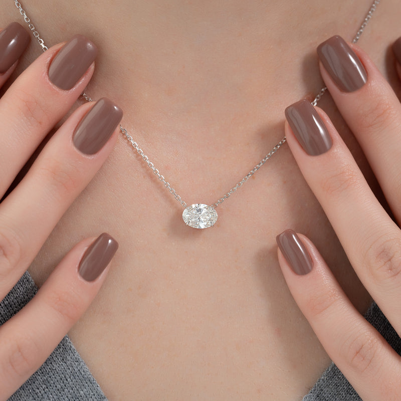 Oval Diamond Solitaire Necklace