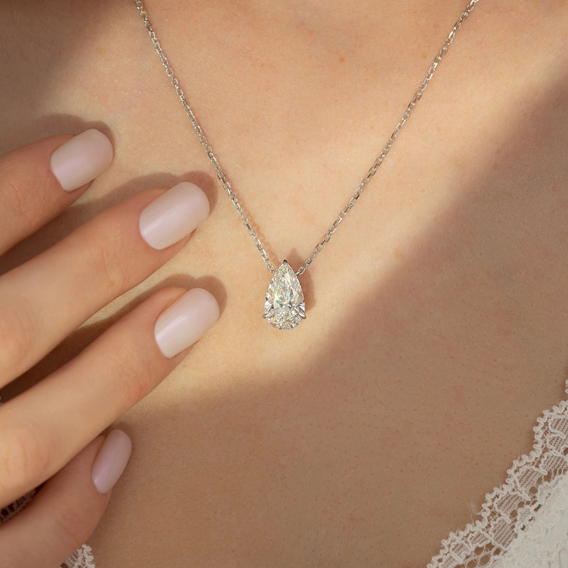 Pear Diamond Solitaire Necklace