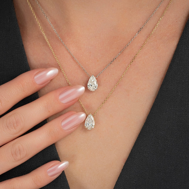 Pear Diamond Solitaire Necklace