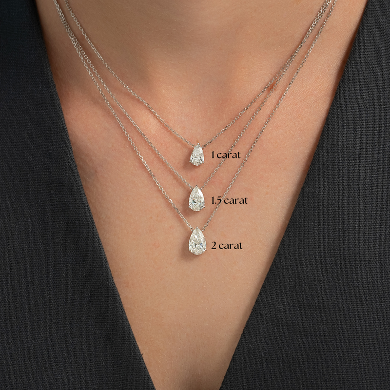 Pear Diamond Solitaire Necklace