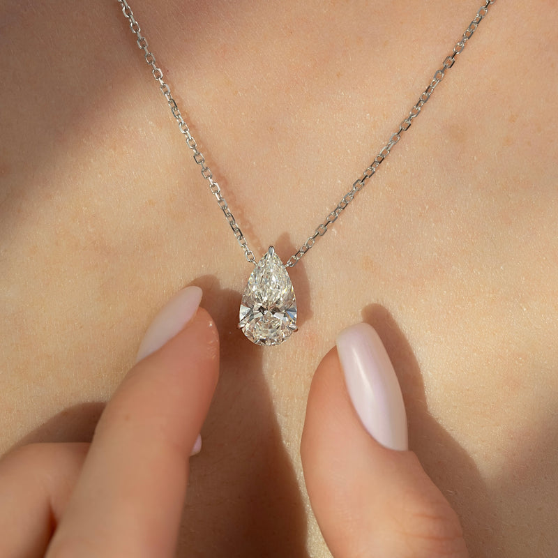 Pear Diamond Solitaire Necklace
