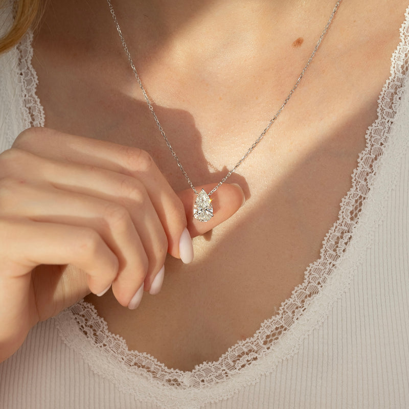 Pear Diamond Solitaire Necklace