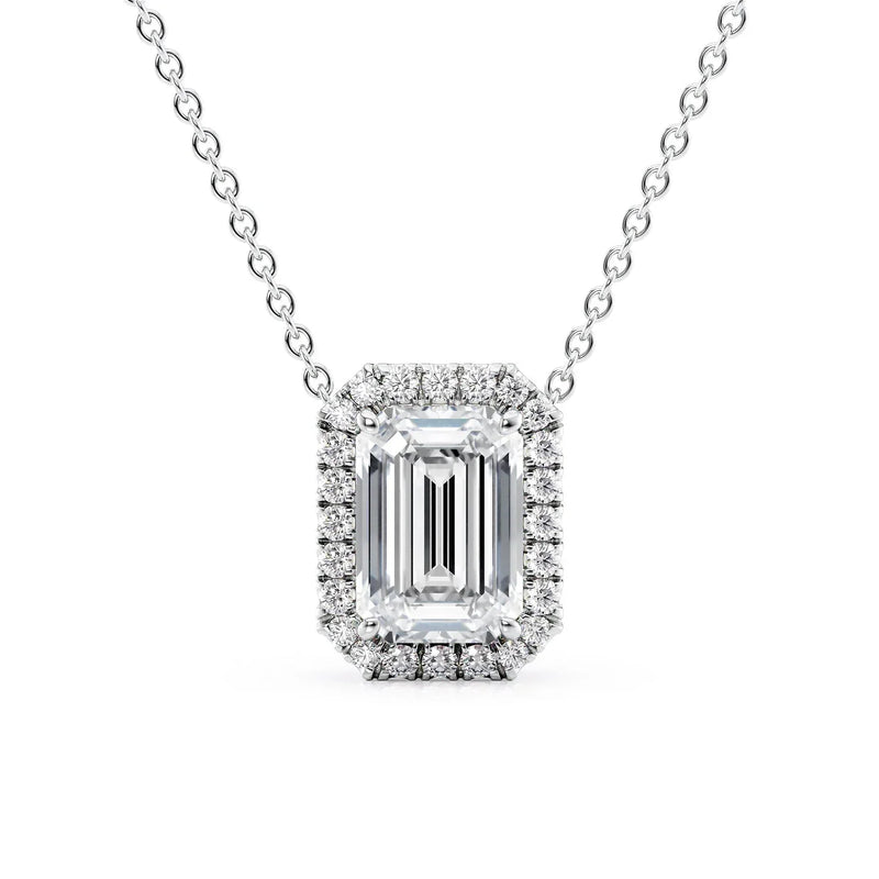 Emerald Diamond Halo Set Necklace