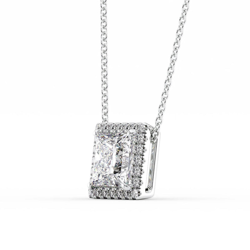 Princess Diamond Halo Set Necklace