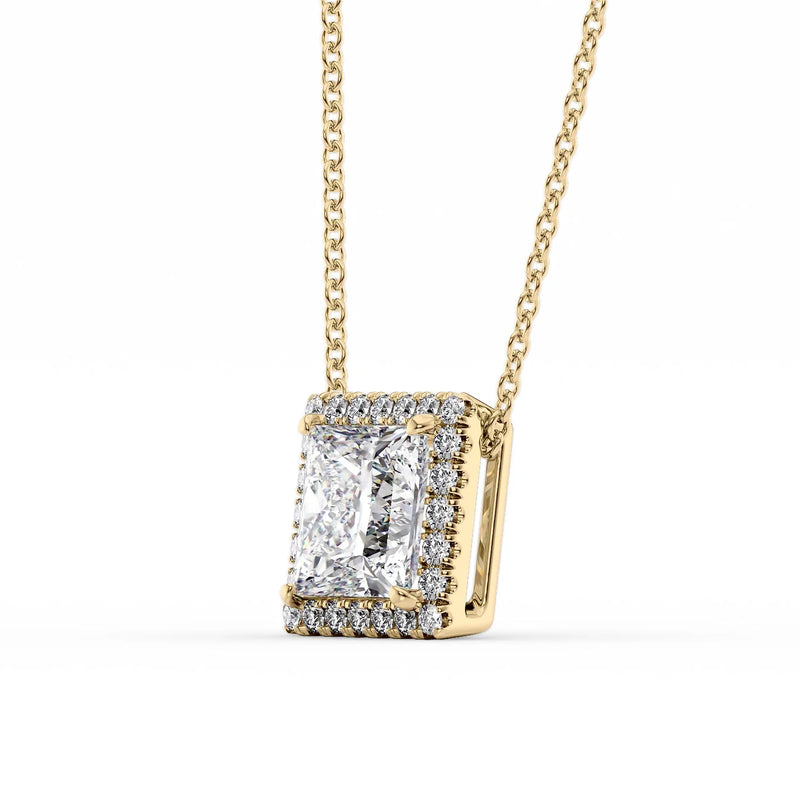 Princess Diamond Halo Set Necklace