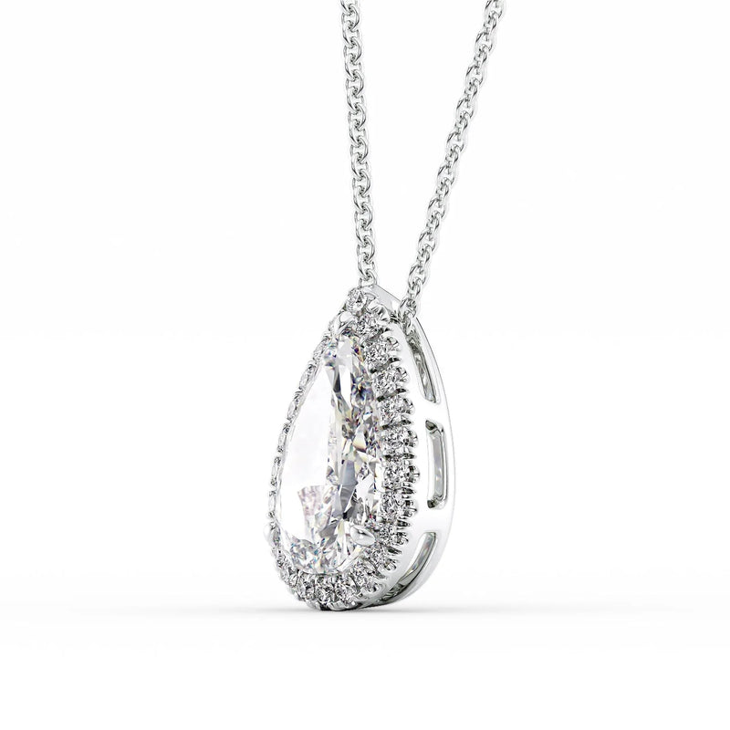 Pear Diamond Halo Set Necklace