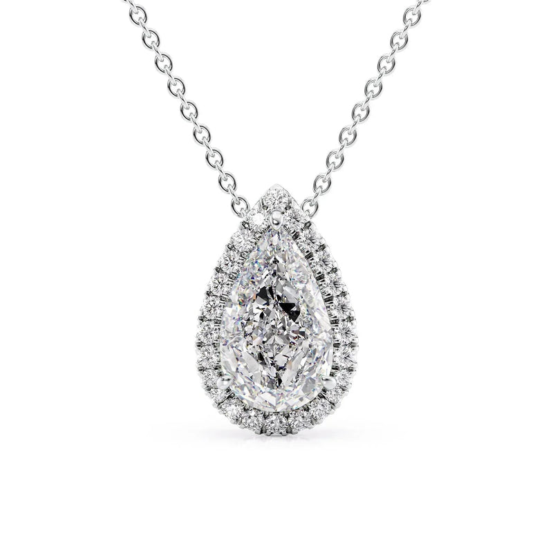 Pear Diamond Halo Set Necklace