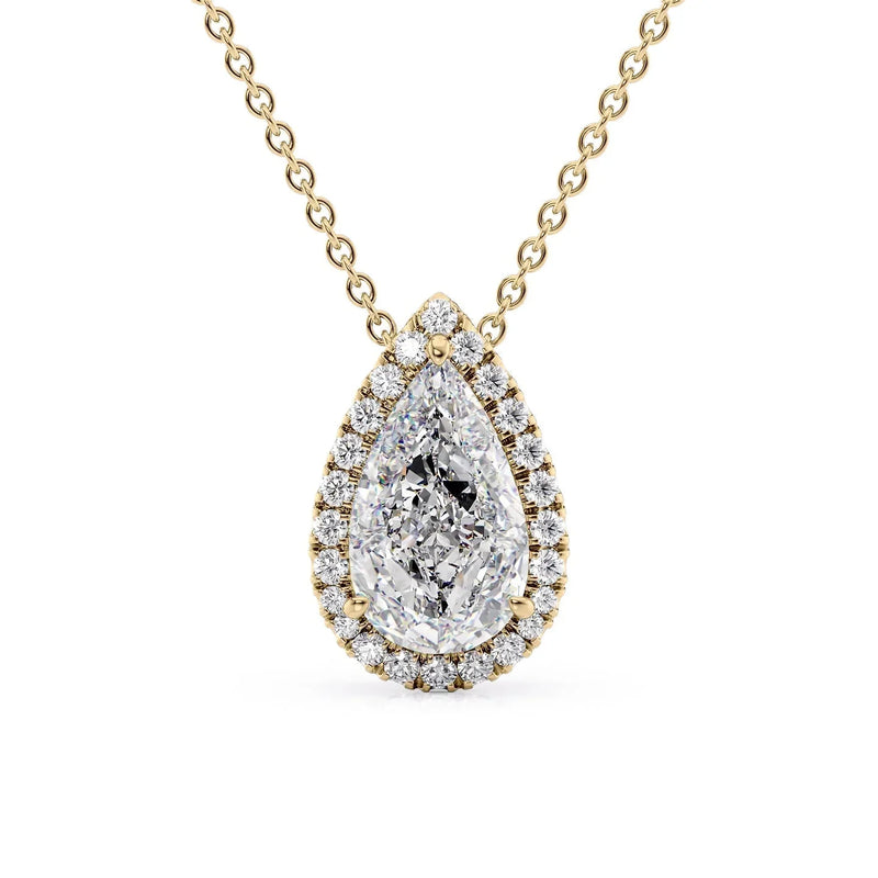 Pear Diamond Halo Set Necklace