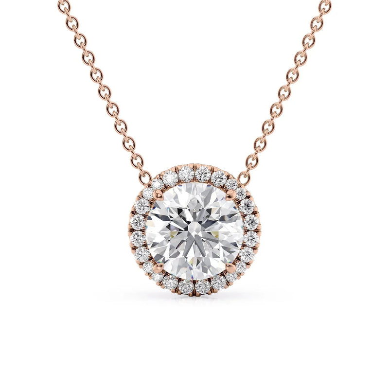 Lab Diamond Halo Set Necklace