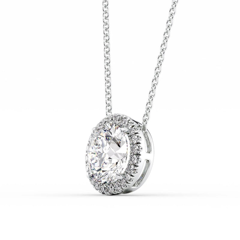Lab Diamond Halo Set Necklace