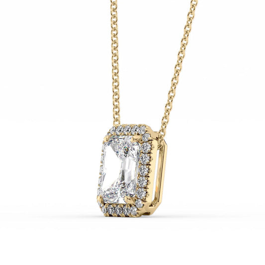 Radiant Diamond Halo Set Necklace