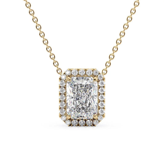 Radiant Diamond Halo Set Necklace