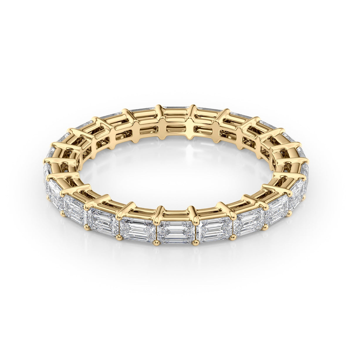 East West Emerald Diamond Eternity Ring