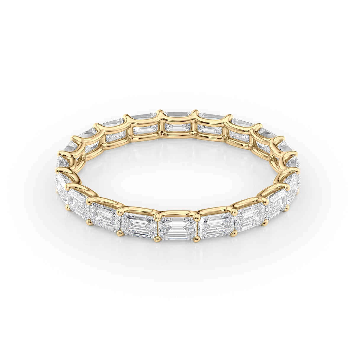 East West Emerald Diamond U Prong Eternity Ring