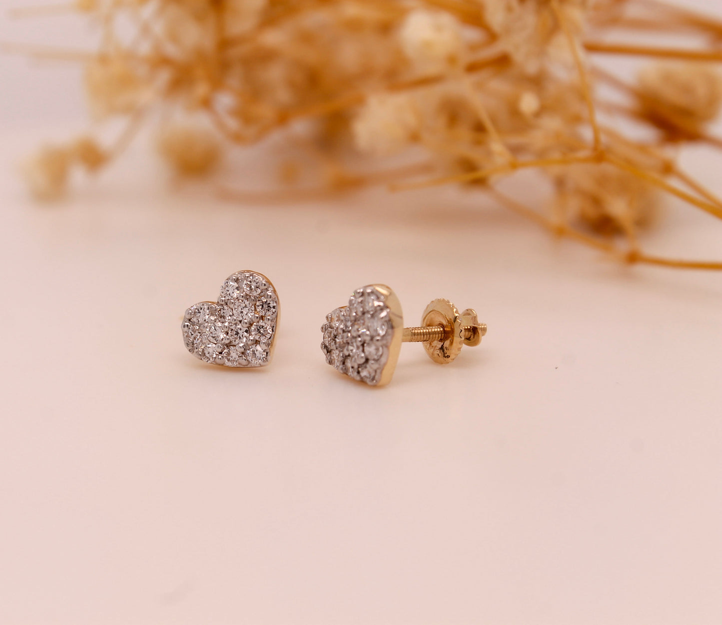 Diamond Fancy Heart Stud Earrings