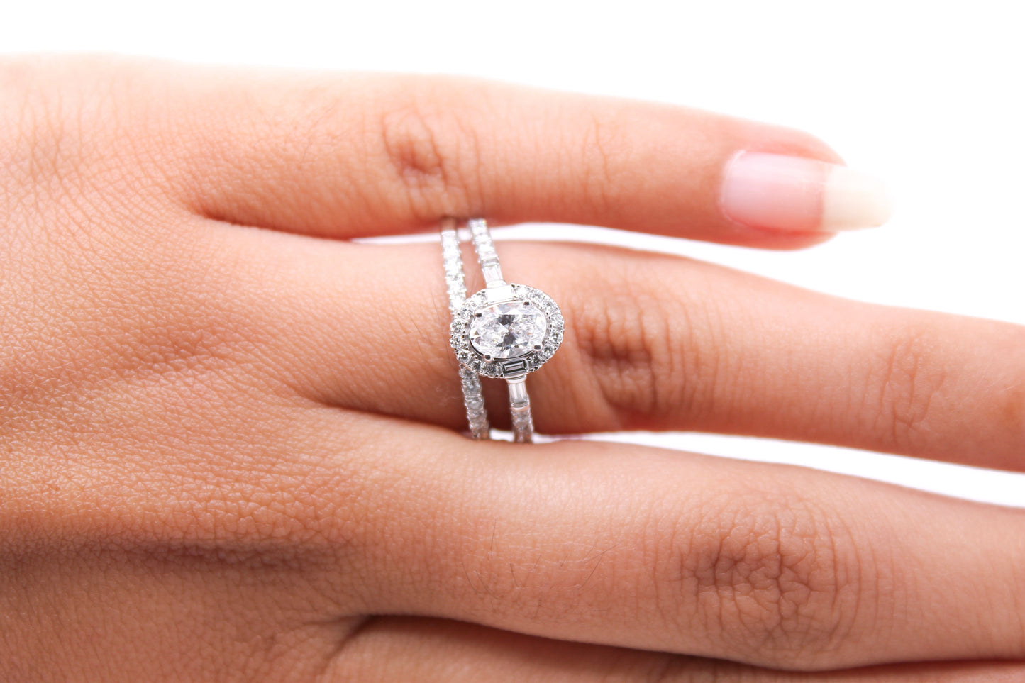 Oval-Cut Diamond Engagement Ring Set