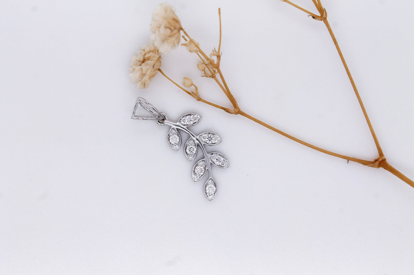Diamond Leaves Pendant