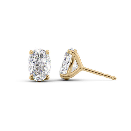 Oval Diamond 4-Prong Martini Stud Earrings IGI Certified