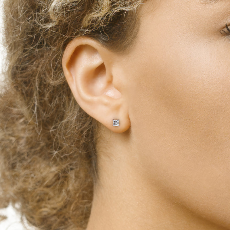 Princess Diamond 4-Prong Martini Stud Earrings IGI Certified