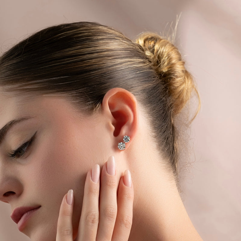 Lab-Grown Diamond 4-Prong Martini Stud Earrings IGI Certified