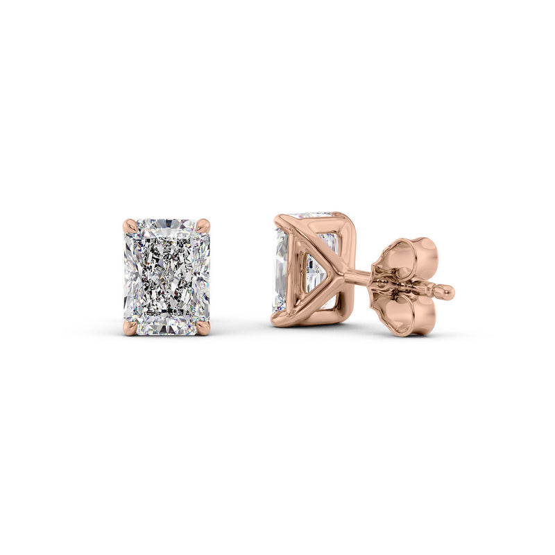 Radiant Diamond 4-Prong Martini Stud Earrings IGI Certified