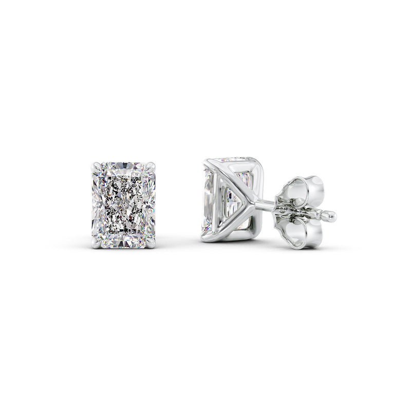 Radiant Diamond 4-Prong Martini Stud Earrings IGI Certified