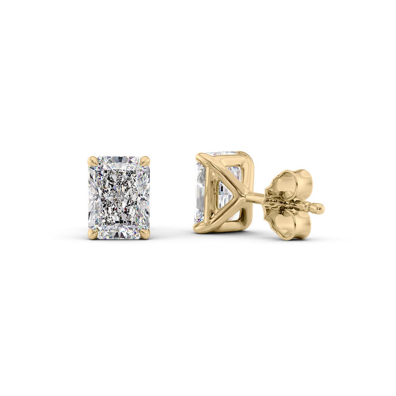 Radiant Diamond 4-Prong Martini Stud Earrings IGI Certified