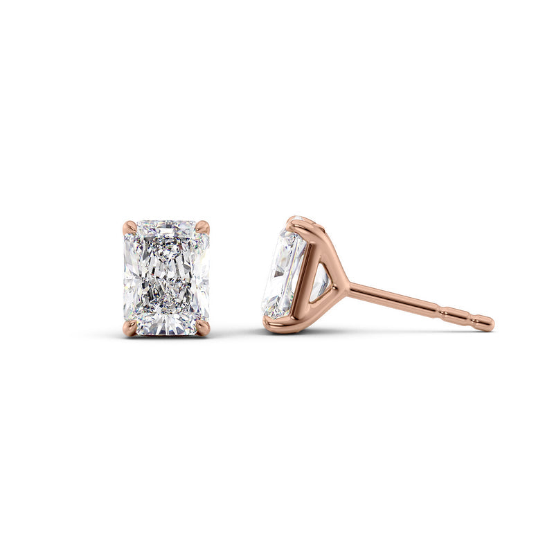 Radiant Diamond 4-Prong Martini Stud Earrings IGI Certified