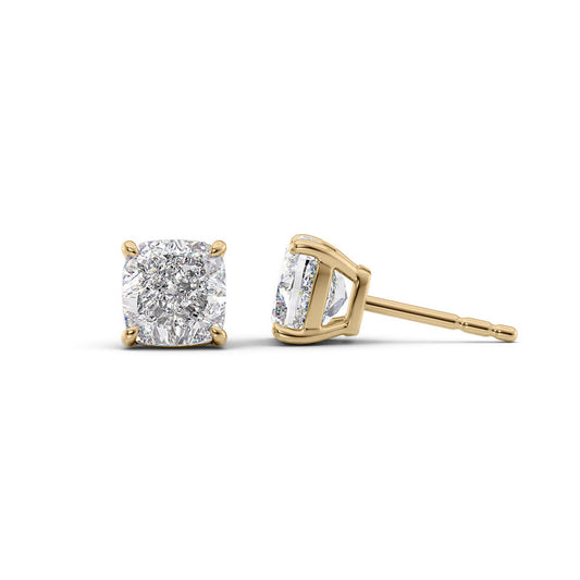 Cushion Lab Diamond Stud Earrings IGI Certified