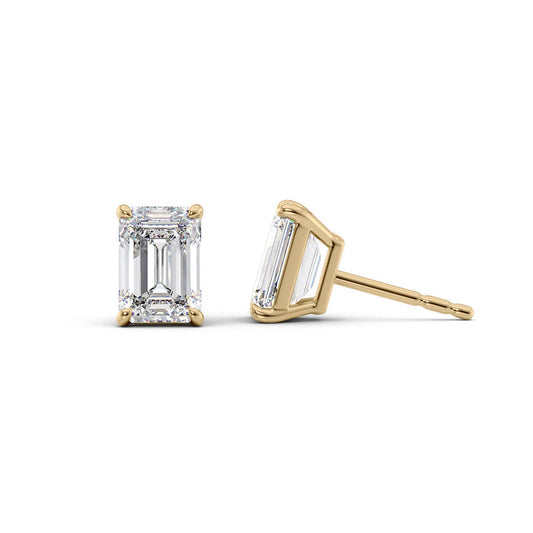 Emerald Lab Diamond Stud Earrings IGI Certified