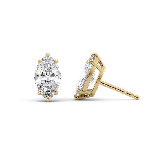 Marquise Lab Diamond Stud Earrings IGI Certified